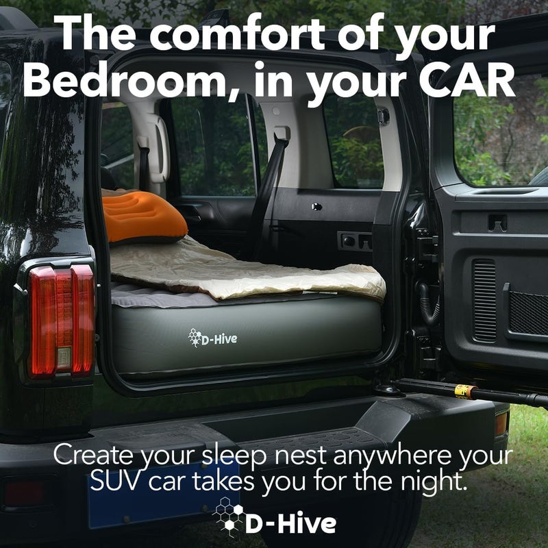 Hive SUV Air Mattress, Ultra-Thick Material Extra-High Car Air Mattress, SUV Mattress for Toyota 4runner, Car Mattress w/Built-in Pump Inflatable Car Air Mattress Grey - Image 2